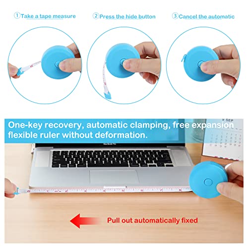 Soft Retractable Measuring Tape Double-Scale 60-Inch/150cm for Body Measuring Metric Tape Measure Sewing Craft Cloth Tape Measure Tailor Cloth Knitting Home Craft Measurements (12 Colors)