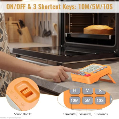 Digital Dual Kitchen Timer, Multiple Channels Countdown Timer - color: Orange