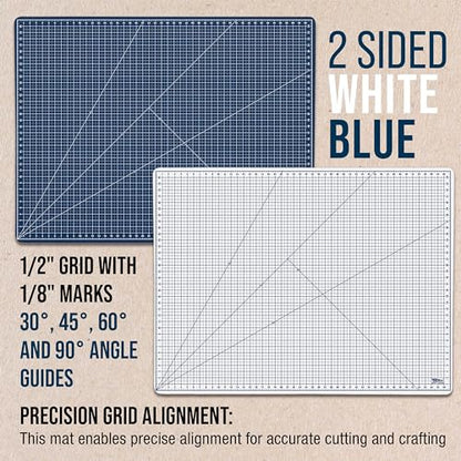 U.S. Art Supply 36"x48" Self-Healing Cutting Mat 6-Ply White/Blue - color: White/Blue