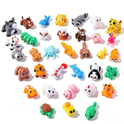JOICEE 36Pcs Mini 3D Printed Animals Articulated Flexible Fidget Toys - color: Yellow