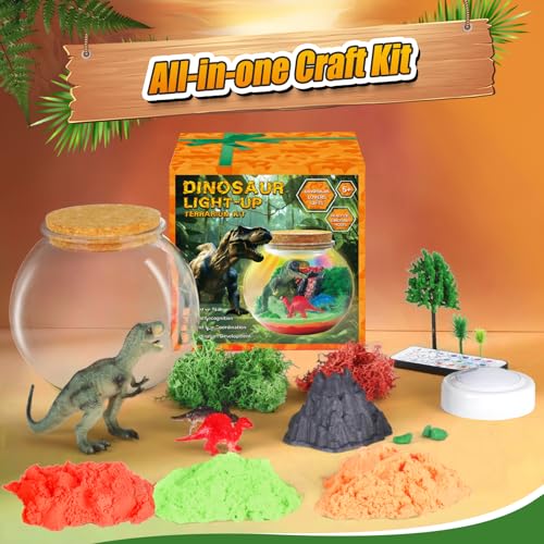 7july Dinosaur Activities Toys-Dinosaur Terrarium Craft Kits for Boys-Birthday Gifts for Kids Age 4 5 6 7 8 Years Old