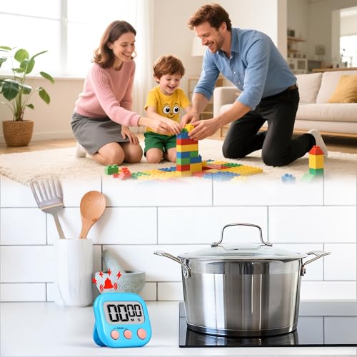 Timer for Kids Digital Kitchen Timers for Cooking- 2 Pack Blue Pink - color: Blue Pink