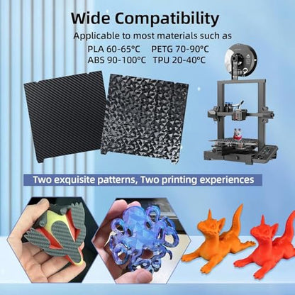 IdeaFormer-3D K1 K1C PEO PET Build Plate, Smooth PEO PET Spring Steel Bed Plate No Magnetic Build Plate 235x235 mm for Creality K1/K1C/K1 SE/Ender 3 S1/Ender 3 V3 SE/KE/Ender 3 V2/Ender 5 S1 - color: Diamond PEO+Carbon Fiber PET