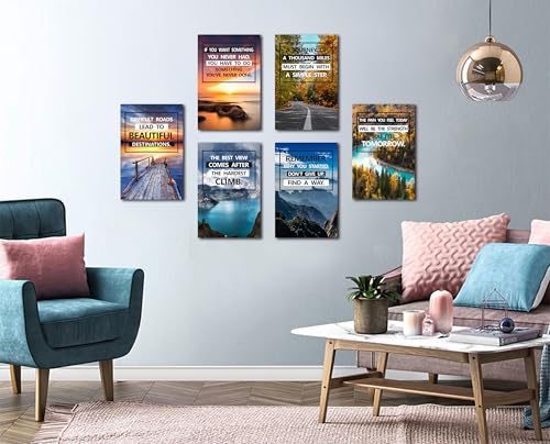 Motivational Quotes Motto，Inspirational Motivational Canvas Wall Art，scenery Painting，Modern Wall Art Suitable for Library, Office,Living ，Home，Gym Deco，Tabletop/Hanging| 6-pack(38x58cm) Framed - color: Motivational A 38x58cm