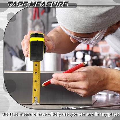 Youyole 10 Pack Tape Measure with Fractions 1/8 Steel Measuring Tape Retractable Easy Read Measurement Ruler Steel Power Blade (25 ft X 1 in,Yellow) - color: Yellow