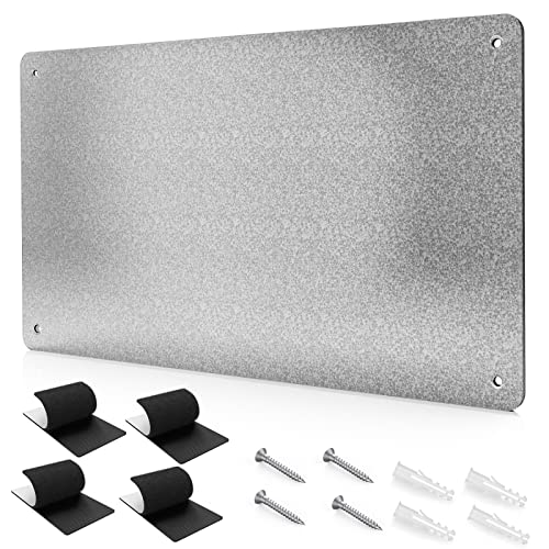 17.7" x 11.8" Metal Magnetic Board - Magnet Bulletin Board to Display Magnetic Letters Numbers Animal, Poetry, Spice Jars, Notes, Photos, Suitable for Wall, Refrigerator, Cubicle, Cabinet - color: Metallic, size: 1 Pack(17.7 × 11.8 inches)