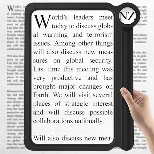 30X 6X Handheld Magnifying Glass for Reading, Large Full Page Magnifier - color: Black