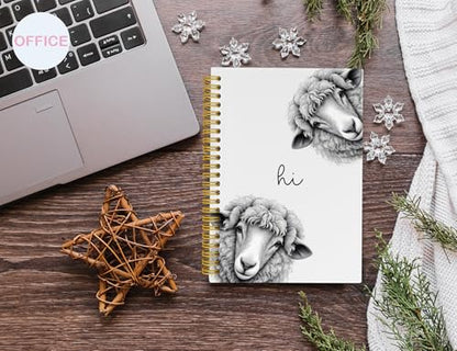 Sheep Gifts,Sheep Gifts Notebook Journal for Women,Cute Animal Lovers Gift Notebook Journal for Kids,Sheep Themed Gift Stuff,Hardcover Spiral Notebooks for Writing,5.5x8.3 Inch - color: Sheep, style: White