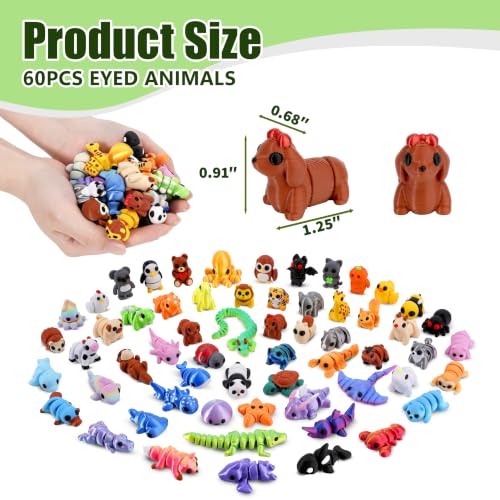 60PCS Mini 3D Printed Animals, Articulated Fidget Toys for Kids - style: 60P Mini Forest Animals