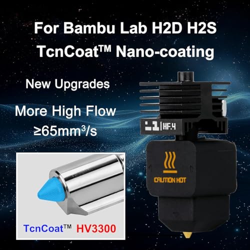 Bamboo H2D/H2S/P2S h2d high Flow Hotend 0.4MM Hardened Steel Nozzle,High Speed Precision and Direct Replacement Extruder Print Head for Bambu Lab H2 Series, P2S 3D Printer Accessories
