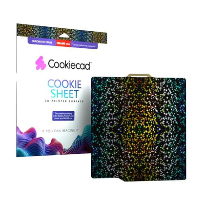 Cookiecad Cookie Sheet - Holographic 3D Printer Build Plate - Double Sided Reflective 3D Printer Bed, Flexible Spring Steel 3D Printer Platform (Chromatic Stars, 235x235) - size: 235x235, style: Chromatic Stars