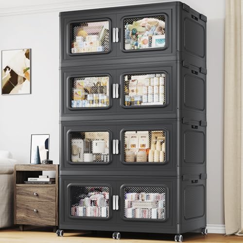 BROVIEW 880 Qt Extra Large Stackable Storage Bin with Lids, 4 Pack Black - color: Black, size: 220QT-4pack