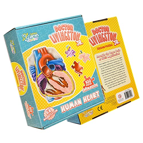 Human Heart Anatomy Floor Puzzle — Genius Games Doctor Livingston Jr Anatomy Toy - Kids Puzzles & Science Toys - Human Heart Model - 100 Piece Jigsaw Puzzles for Kids, Toddlers, Teens - style: Human Heart Puzzle