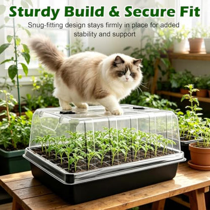 10-Pack Seed Starter Trays with 5" Tall Humidity Domes & 54-Cell Deep Trays - size: 10p Trays+Domes+54 Cells