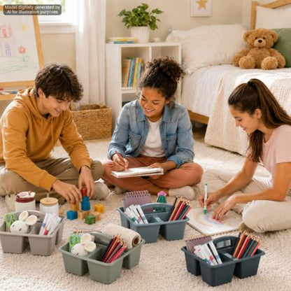 6 Pack Plastic Classroom Organizer Caddy with Handle, Muted Nordic - color: Muted Nordic