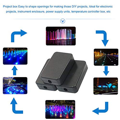55x35x15mm Waterproof Electric Project Case Junction Box with Cover Black Plastic, 6-Pack - size: 55 x 35 x 15mm(6PCS)
