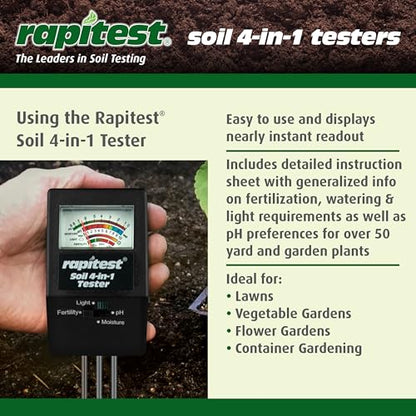 Luster Leaf 1818 Rapitest 4-in1 Soil pH/Moisture/Fertility/Light Tester, Fertility - style: 4-in-1 Tester