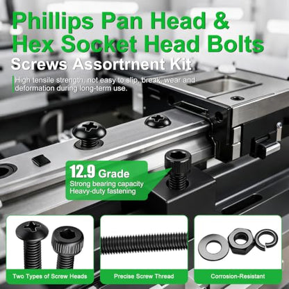 Twidec/2325PCS M3 Screws Assortment Kit,Hex Socket Head & Phillips Pan Head - color: 2325PCS