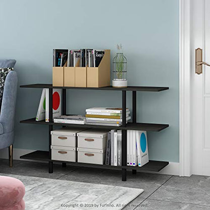 Furinno Turn-N-Tube 3-Tier Wide Display Shelf, Espresso/Black - color: Espresso/Black, style: 3-Tier