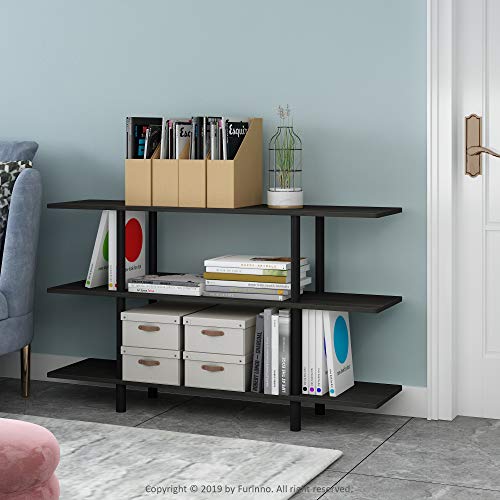 Furinno Turn-N-Tube 3-Tier Wide Display Shelf, Espresso/Black - color: Espresso/Black, style: 3-Tier