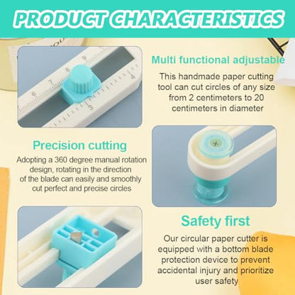 Circle Cutter for Paper, 4 Blades Rotary Knife, 0.6"-4" Radius, DIY Crafts