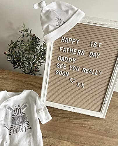 Cappuccino Felt Letter Board Back to School Sign with Rustic Wood White Frame - Farmhouse Letter Board Sign with Stand - Baby Announcement 12x16 Felt Board Changeable Message Board with 350 Letter Set - color: Cappuccino, size: 12x16 inches