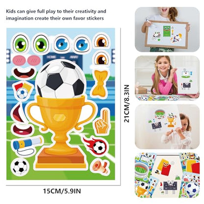 Soccer Make a Face Stickers 24 Sheets, Sports Crafts for Boys - color: Soccer