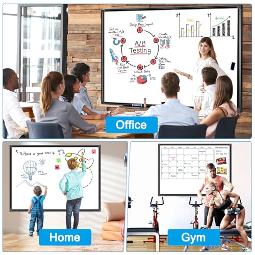 H-Qprobd 48"x36" Magnetic White Board Dry Erase Wall Mount Whiteboard - Office Home Classrooms White Board Hanging Writing Board with Black Aluminum Frame - size: 48"x36"
