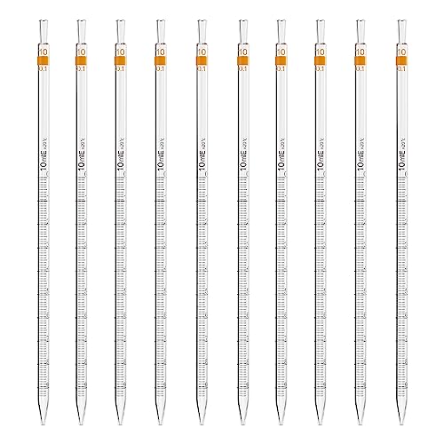 ONiLAB 10mL Glass Graduated Pipettes, 10 Pcs, ±0.1mL Tolerance - style: 10ml