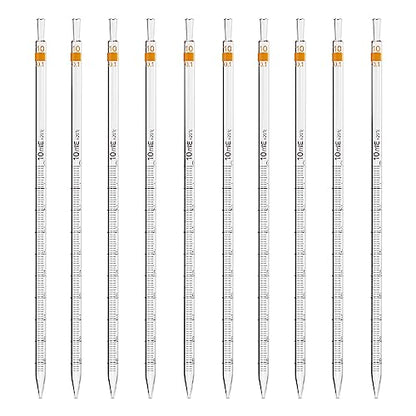 ONiLAB 10mL Glass Graduated Pipettes, 10 Pcs, ±0.1mL Tolerance - style: 10ml