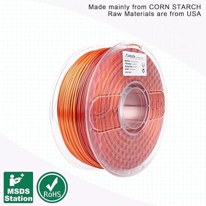 AMOLEN Silk PLA Gradient 3D Printing Filament, 1KG Spool 1.75mm Silk Shiny Red Gold Gradient Printer Filament 2.2lb Brighter New Version, Compatible with 3D Printer and 3D Pen - color: Silk Gradient Red Gold (Brighter Version)