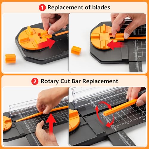 Ecraft 4-in-1 Paper Cutter - 12" Paper Trimmer Multi-Function Scrapbooking Tool with Straight, Wave, Perforated & Creasing Blades for Craft Paper,Cardstock, Coupon, Label, Photo,Postcard (Black) - color: Black