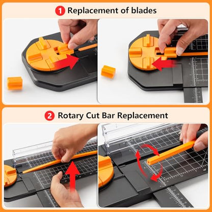 Ecraft 4-in-1 Paper Cutter - 12" Paper Trimmer Multi-Function Scrapbooking Tool with Straight, Wave, Perforated & Creasing Blades for Craft Paper,Cardstock, Coupon, Label, Photo,Postcard (Black) - color: Black