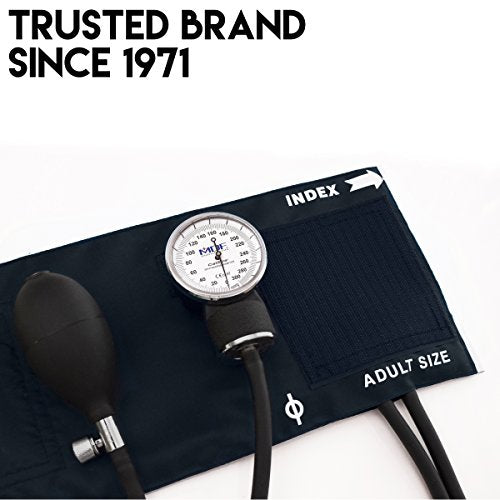 MDF Instruments, Calibra Aneroid Premium Professional Sphygmomanometer, Blood Pressure Monitor with Adult Cuff & Carrying Case, Lifetime Calibration, White Dial, Navy Blue Cuff, MDF808M04 - color: Navy Blue, size: Standard Gauge - Adult Cuff