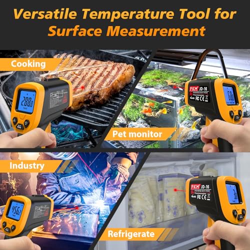 FKM Infrared Thermometer Gun Non-Contact Laser Temperature Gun-58°F~1112°F - color: Black Yellow