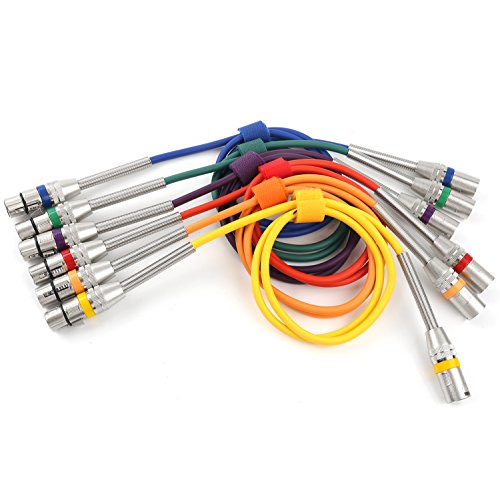 6 Pack Multi-Color XLR Patch Cables, 3-Pin Balanced XLR Male to Female Microphone Cable Mic Cords - 3.3 feet/1 Meter