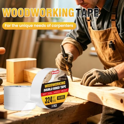 Double Sided Woodworking Tape1IN x 324 Ft (3 Pack) Residue-Free - size: 1 Inch x 324 Ft