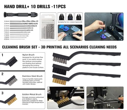 3D Printer Tools Kit with Tool Organizer Bag,3D Printing Essential Accessories, Nozzle Cleaning Kit, Deburring Tool & Scraper for 3D Printing Maintenance - Removing, Smoothing, and Finishing