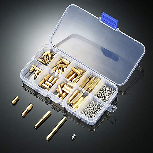 180 Pieces M2.5 Male Female Hex Brass Spacer Standoff Screw Nut Bolt Motherboard Assortment Kit
