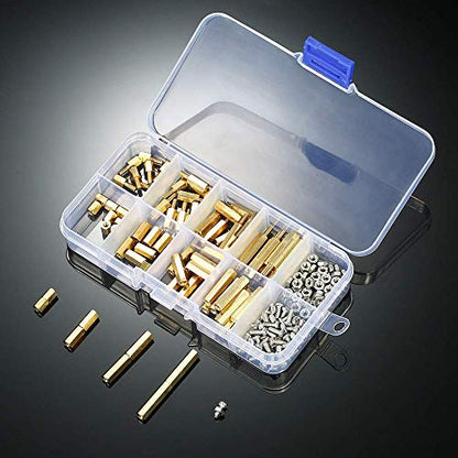 180 Pieces M2.5 Male Female Hex Brass Spacer Standoff Screw Nut Bolt Motherboard Assortment Kit