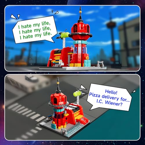 Future Planet Express Headquarter Building Set, Comedy Animation Spaceship Toy, A Collectible Gift for Anime Fans, Suitable for 14+ Adults Boys Girls Birthday (389 Pcs)