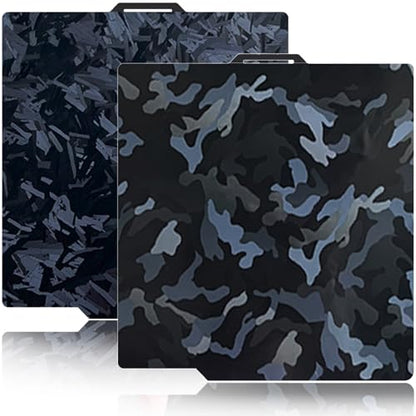 257x257mm Camouflage+High-Rise Build Plate for Bambu Lab X2D/X1/X1C/X1E/P1P/P1S/P2S/A1,Double Sided Smooth Flexible Spring Steel Plate Heated Bed Platform for Bambu Lab 3D Printers - color: Camouflage+High-Rise