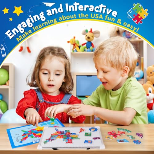 UOMTFAI Pretend Play Teacher Set, Kids Pretend Teacher Playset with Whiteboard Learning Clock Magnetic Numbers and Map Puzzles, Pretend Play Teaching Toys Learning Education Toys for Kids