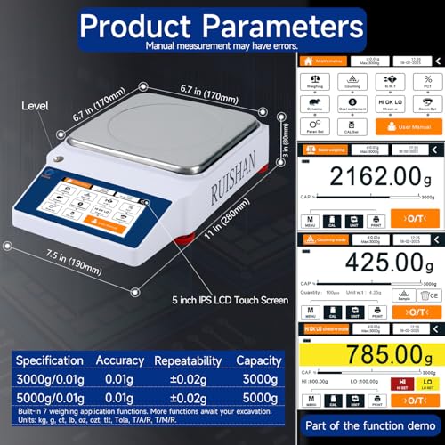5kg x 0.01g Smart Lab Analytical Balance - 5 Modes, 19 Units & Custom Units - size: 5000 g / 0.01 g (6 Weighing Functions)