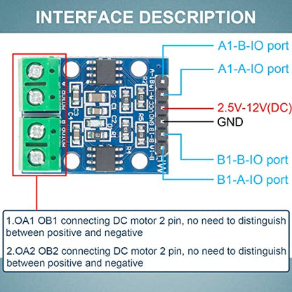 L9110S DC Stepper Motor Module, 5Pcs Dual-Channel H-Bridge DC Stepper Driver Board 2.5-12V Motor Driver Controller Module LED Lights for Arduino Stepper Motor Smart Car