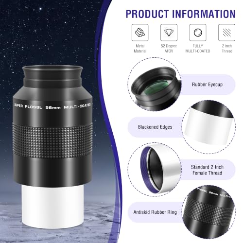Astromania Telescope Eyepiece 2 Inch, 56mm Plossl Eyepiece Telescope Lense - size: 2" - 56mm