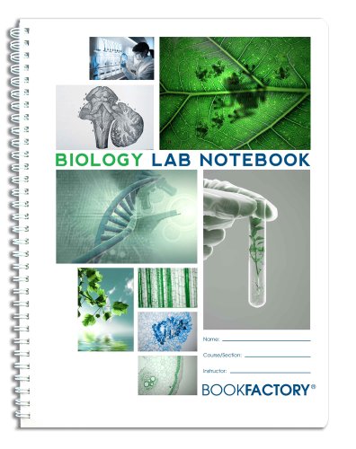 BookFactory Biology Lab Notebook, Scientific Grid, Wire-O, 25 Pages - color: Biology, size: Standard - 25 pg