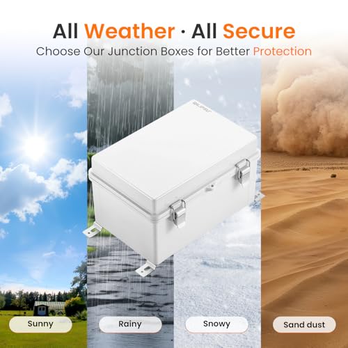 QILIPSU Waterproof Junction Box IP67 Outdoor Plastic Electrical Project Enclosure Weatherproof with Mounting Plate, Wall Brackets, Hinged Grey Cover 11.8"x7.9"x6.7" - color: Grey Cover, size: 11.8"x7.9"x6.7"