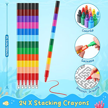 BenLouis 24 Under the Sea Mini Coloring Books with 24 Crayons for Kids Bulk - style: Ocean