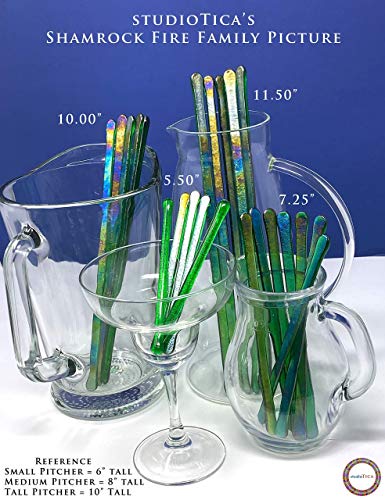 studioTica Handmade Glass Swizzle Sticks: Shamrock Fire, Set of 5 - color: Shamrock Fire